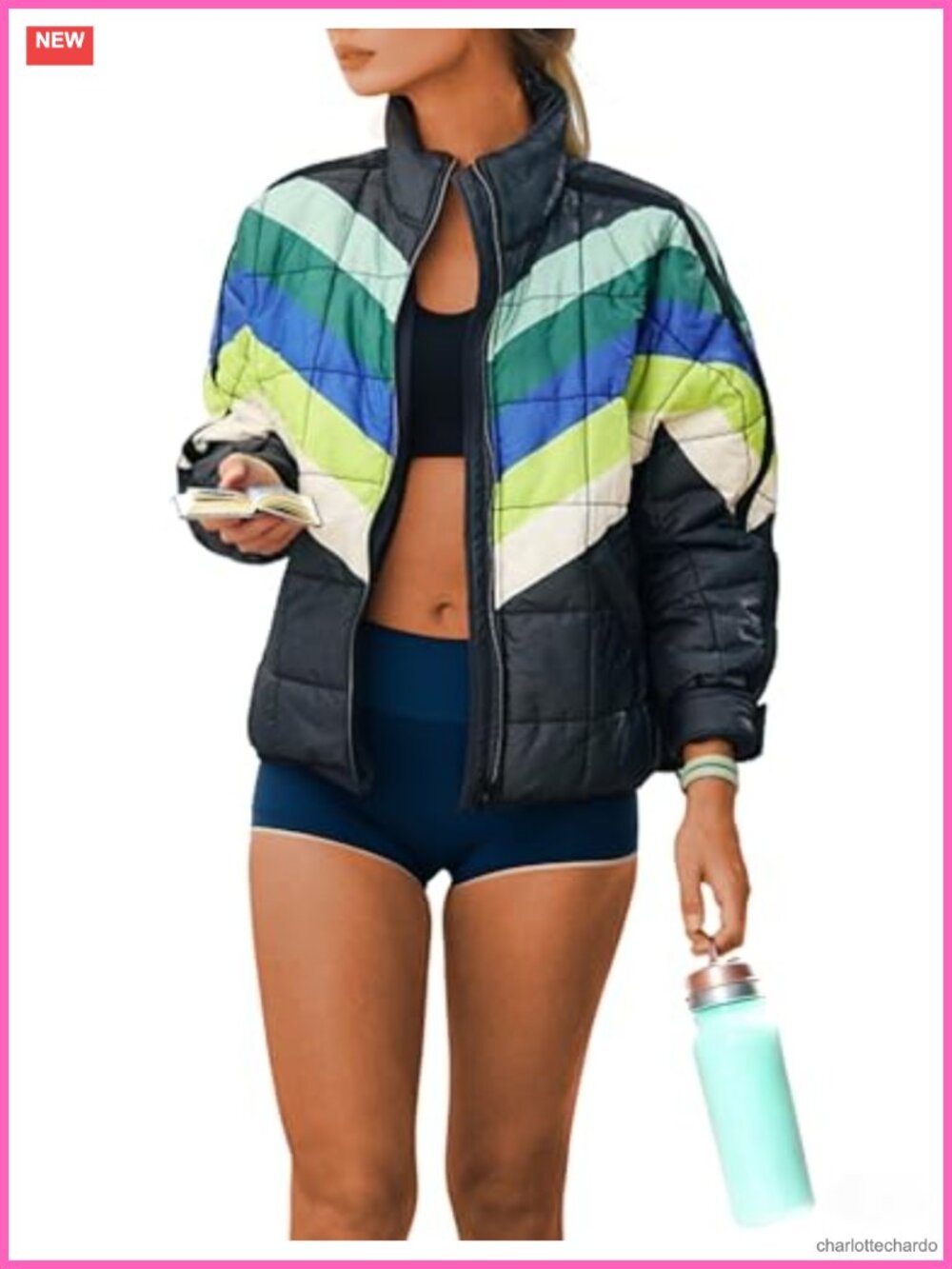 Women's Lightweight Quilted Puffer Jacket Cropped Zip-Up Padded Coat